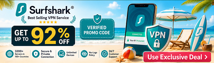 Surfshark verified coupon code 92% discount
